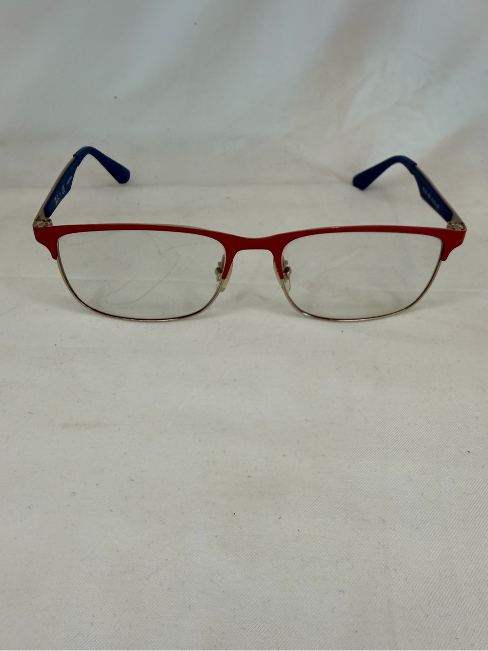 Ray-Ban Eyeglasses Frames RB1052 4057 Blue Red Silver Square Full Rim 47-15-130